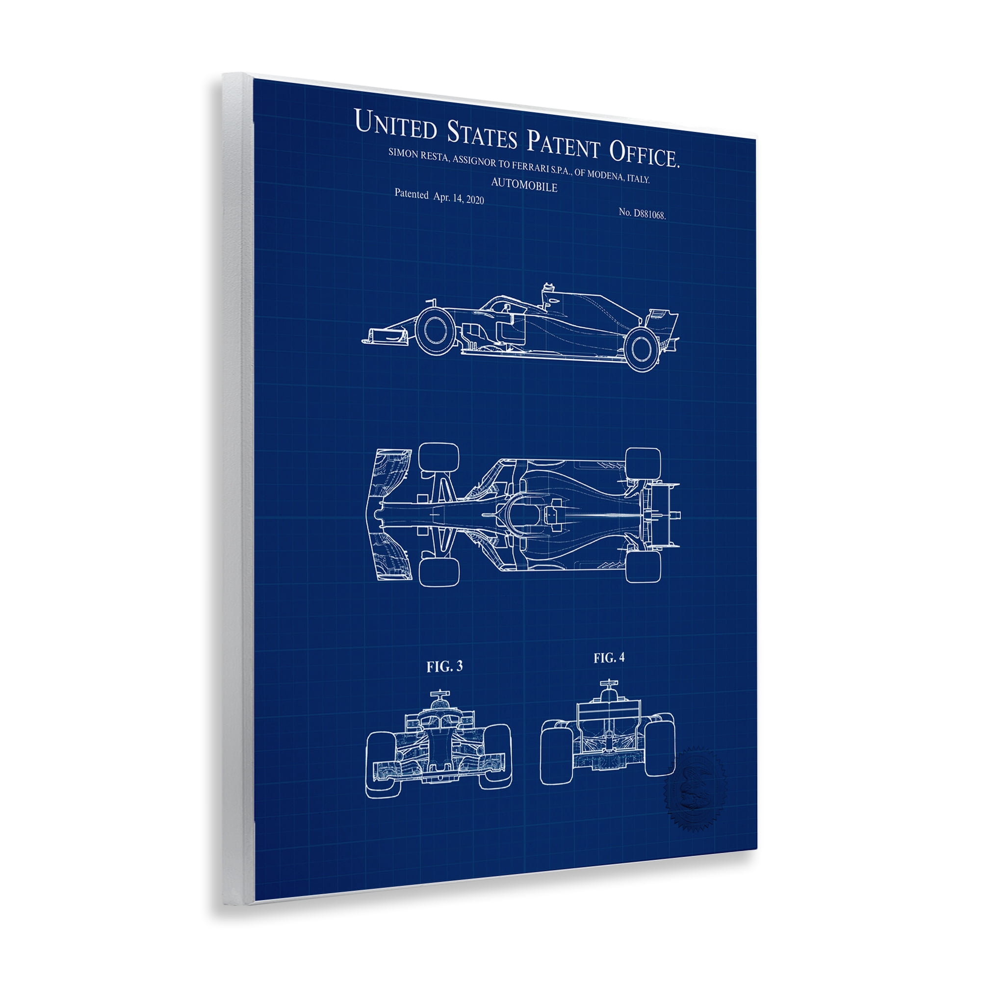 Stupell Industries Race Car Blueprint Transportation Painting Unframed Art Print Wall Art, 11 x 14