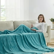 Nestl Cut Plush Fleece Blanket, Soft Lightweight Fuzzy Luxury Throw Size Bed Blankets for Bed, Throw, Teal