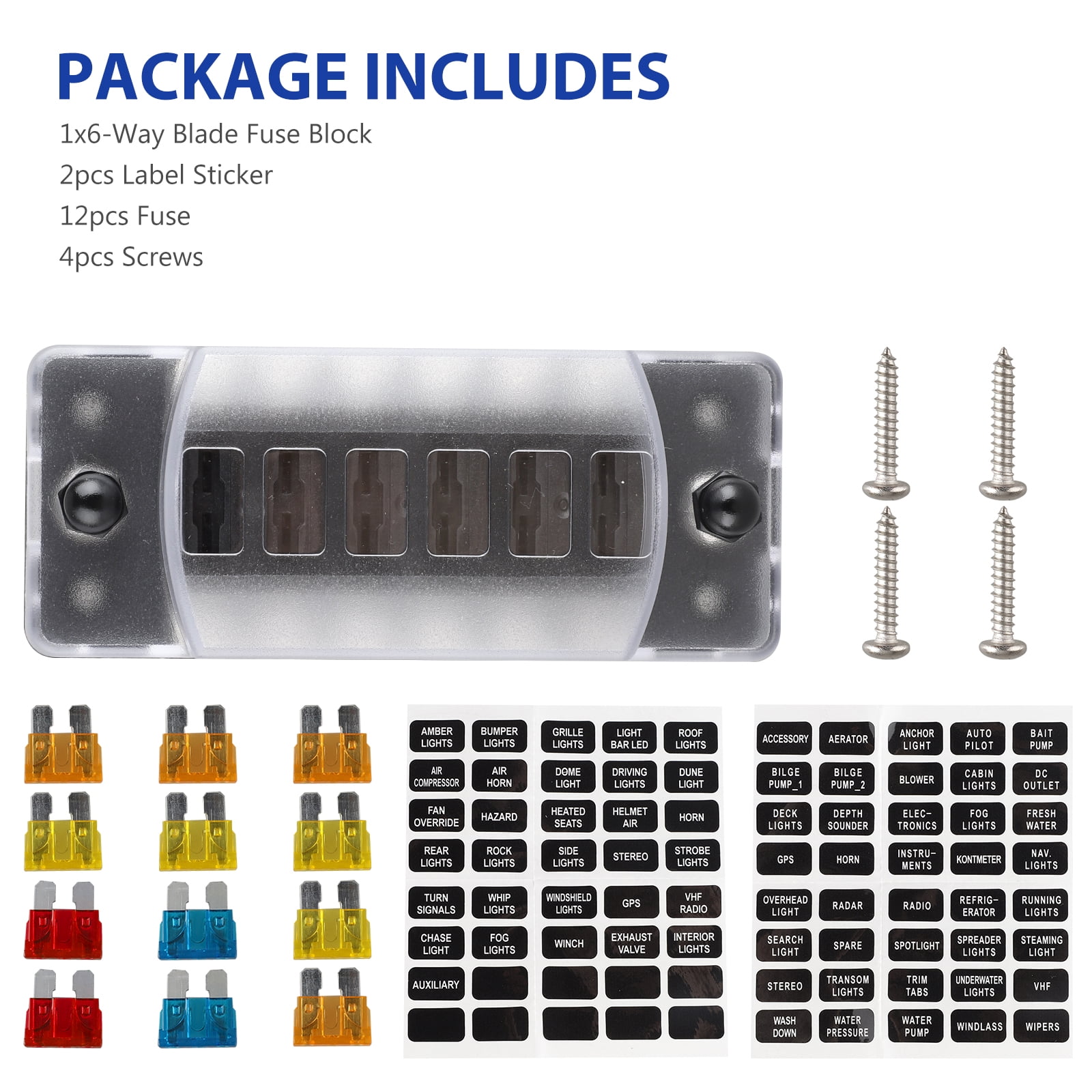 with LED Indicator for Blown Fuse,Fuse Block Holder Box with Protection Cover for Car Boat Marine Automotive,Include 4-Pack Blade Fuses EEEKit 4-Way Blade Fuse Box