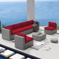thumbnail image 6 of SUNCROWN Outdoor Patio Furniture Set 7 Piece Outdoor Sectional Sofa Grey Wicker Conversation Sofa Set with Coffee Table and Cushions,Red, 6 of 15