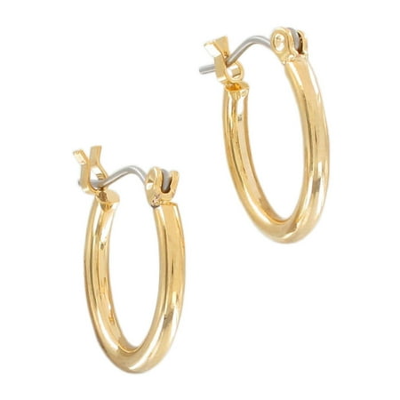 - Men's Yellow Gold Tone Pierced Hoop Earrings Surgical Steel Posts 5/8