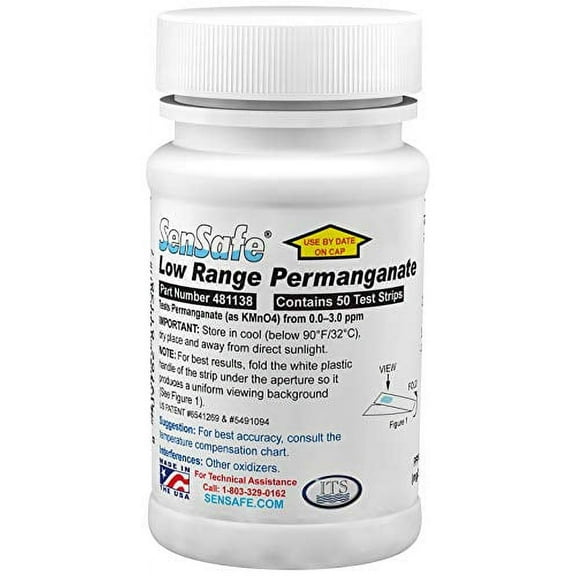 Industrial Test Systems SenSafe 481138 Permanganate Test Strip, 1 Minute Test Time, 0-3 ppm Range (Bottle of 50)