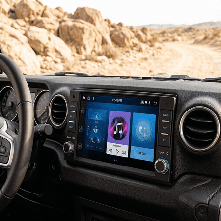 NURATIT Car Stereo Radio for Jeep Wrangler JK 2007-2017, 7'' Android 13 Touch Screen with Wireless CarPlay & Android Auto, 2GB+64GB GPS Navigation Bluetooth WiFi Backup Camera