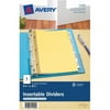 Avery Mini Insertable Tab Dividers, 5-1/2" x 8-1/2" , Clear Tabs, 5-Tab Set (11102) 5 - 5 Tab(s)/Set - 5.5" Divider Width x 8.50" Divider Length - 3 Hole Punched - Buff Paper, Clear Divider - Pap