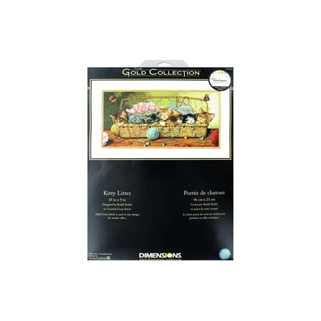 UPC: 0088677351847 | Dimensions Cross Stitch Kit 18×9 Kitty Litter