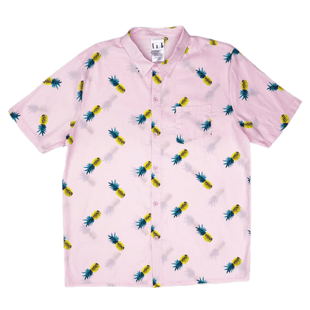Men's IML Pineapple Print Button-Down Shirt - (Light Pink, XXLarge)