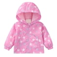 thumbnail image 3 of Y-Sunset Girls Star Print Hooded Windproof Jacket, Zip Outerwear; Lightweight Wind Resistant Kids Coat for Daily Outdoor Travel Camping Wear(Pink1/4-5 Years), 3 of 8
