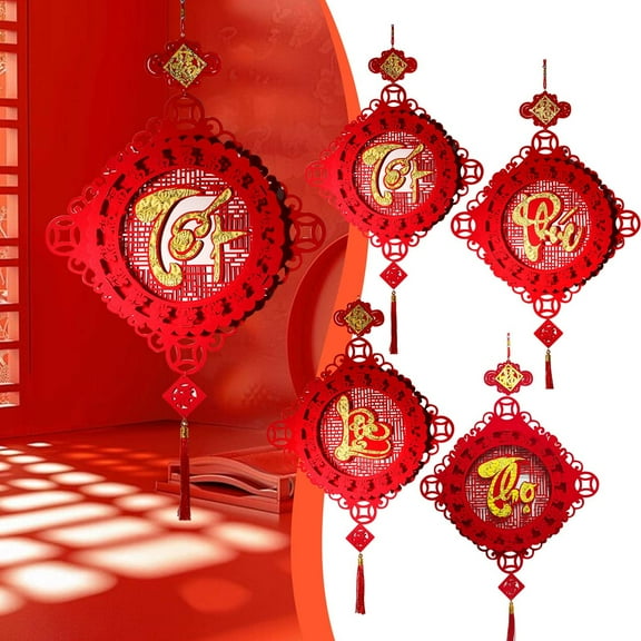 Msgweeeg Party Decor Christmas Decorations Outdoor Vietnamese Year Decorations 2025 Blessing Tassle Paper Fan Ornament Spring Festival Paper Fan Hanging Decoration