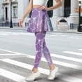 thumbnail image 3 of COEQINE Women Tennis Leggings with Skirts Elastic High Waist Fashion Yoga Skirted Legging Purple Beauty Fish Scale and Pearl Print Soft Golf Athletic Skirt, S, 3 of 7