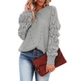 thumbnail image 2 of Women Lace Crochet Sweaters with Openwork Pattern Solid Color Design for Outdoor Office Performances Masquerade, 2 of 2