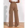 thumbnail image 5 of Women'S Plus Size Drawstring Running Sweatpants Loose Fit Wide Leg Pure Color Athletic Trousers Khaki L, 5 of 8