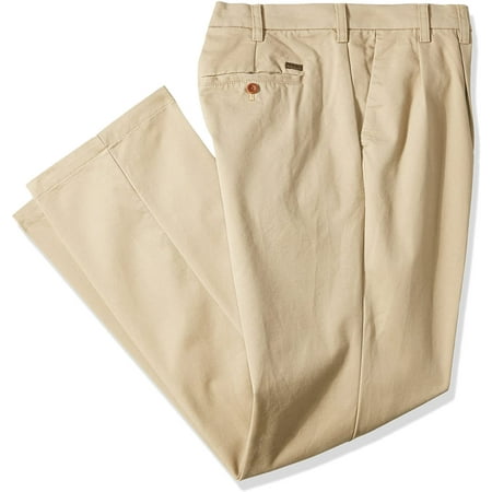 IZOD Mens Big and Tall Performance Stretch Pleated Pant 54W x 30L Cederwood Khaki