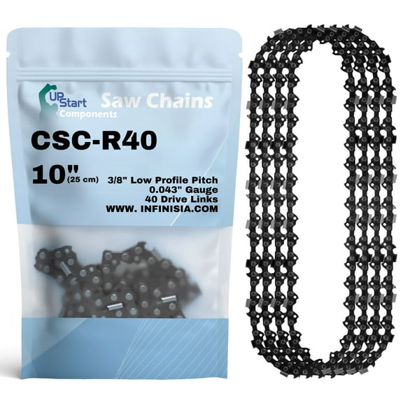 4-Pack 10-Inch Chainsaw Chain R40 Replacement for Echo PPF-280 - (10", 3/8", .043", 40 Drive Links)