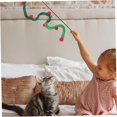 thumbnail image 3 of SURJDE Cat Wand Cat Teaser 2Pcs Plush Strip PVC Handle Interactive Toy with Bell Cute Cat Toy Wand Colorful Interactive Cat Toys Green, 3 of 7