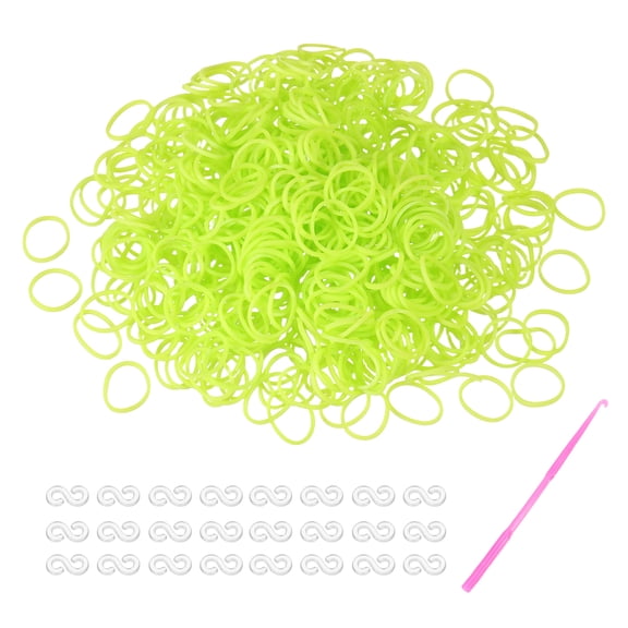 Uxcell 600 Pcs Loom Rubber Bands Kit with 25 Pcs S-Clips 1-Hook Fluorescent Yellow