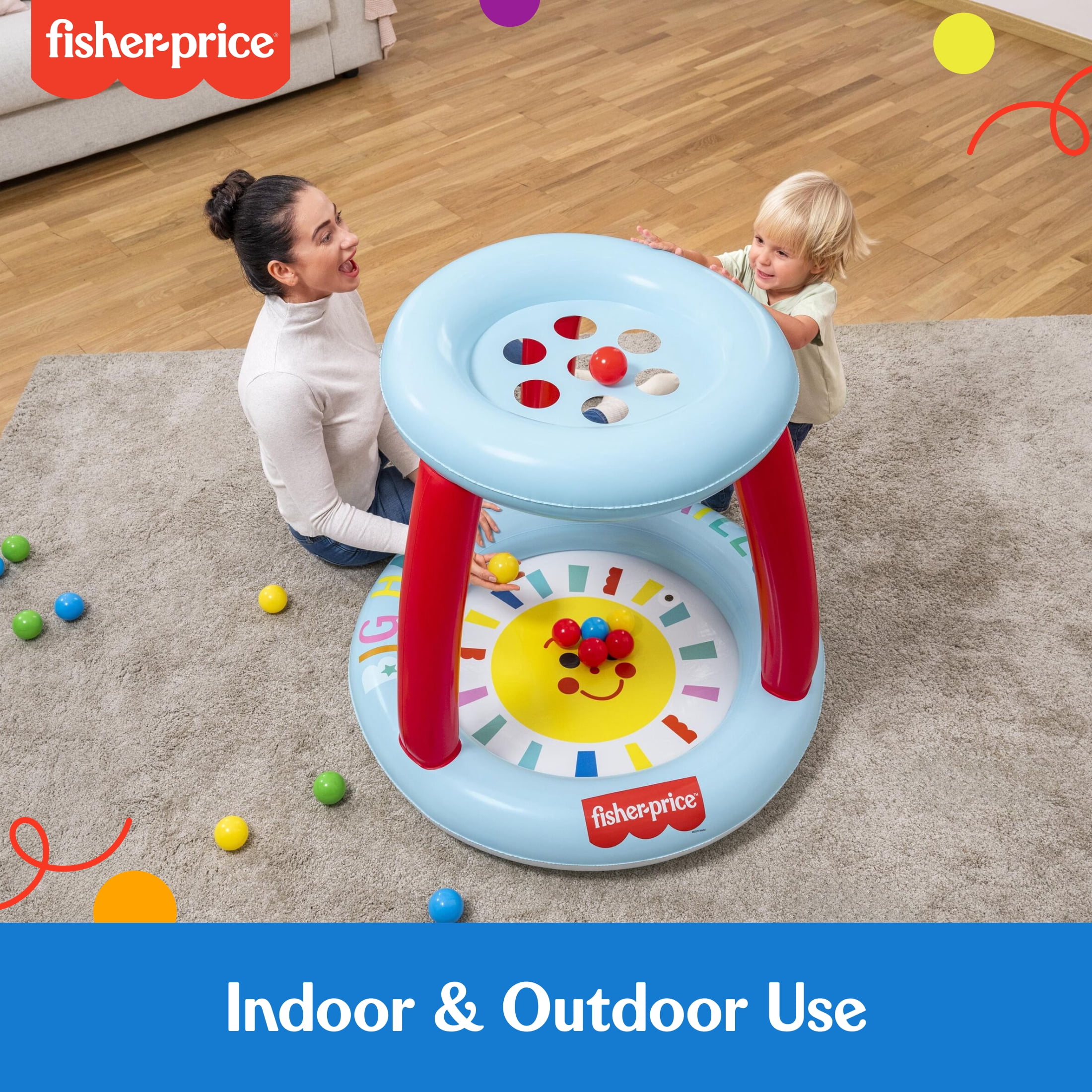 Fisher-Price Lil Sunshine Inflatable Indoor and Outdoor Ball Pit with 15 Play Balls