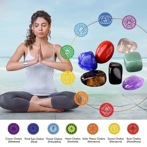 QIQUWOHUL Irregular Crystal Gift Set Seven Stone Stone Yoga Natural Energy Jewelry Sets