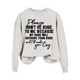 thumbnail image 1 of WEAIXIMIUNG Sweat-Shirt pour Femmes Zip Noir Sweat-Shirt à Manches Longues Col Rond Imprimé "Please don't Be Rude", 1 of 4