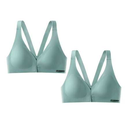 HCURIBAD Clearance! Bras for Women  2 Pcs Womens Front Closure Bra Racerback Plus Size Unlined Underwire Full Coverage Bras Push up Bra  Wireless Bras for Women  Bra Pack 2Pcs Underwear Blue1 M