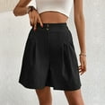 thumbnail image 4 of Women's High Waisted Baggy Shorts Summer Solid Color Loose Breathable Semi Elastic Waist Wide Leg Casual Summer Jean Shorts S-XL, 4 of 6