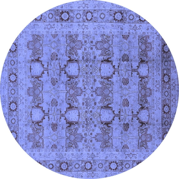 Ahgly Company Indoor Round Oriental Blue Traditional Area Rugs, 3' Round
