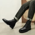 thumbnail image 6 of CMR CHAMARIPA Mens' Dress Boots With High Heels - Black Leather Derby Boots 8CM / 3.15 Inches, 6 of 9