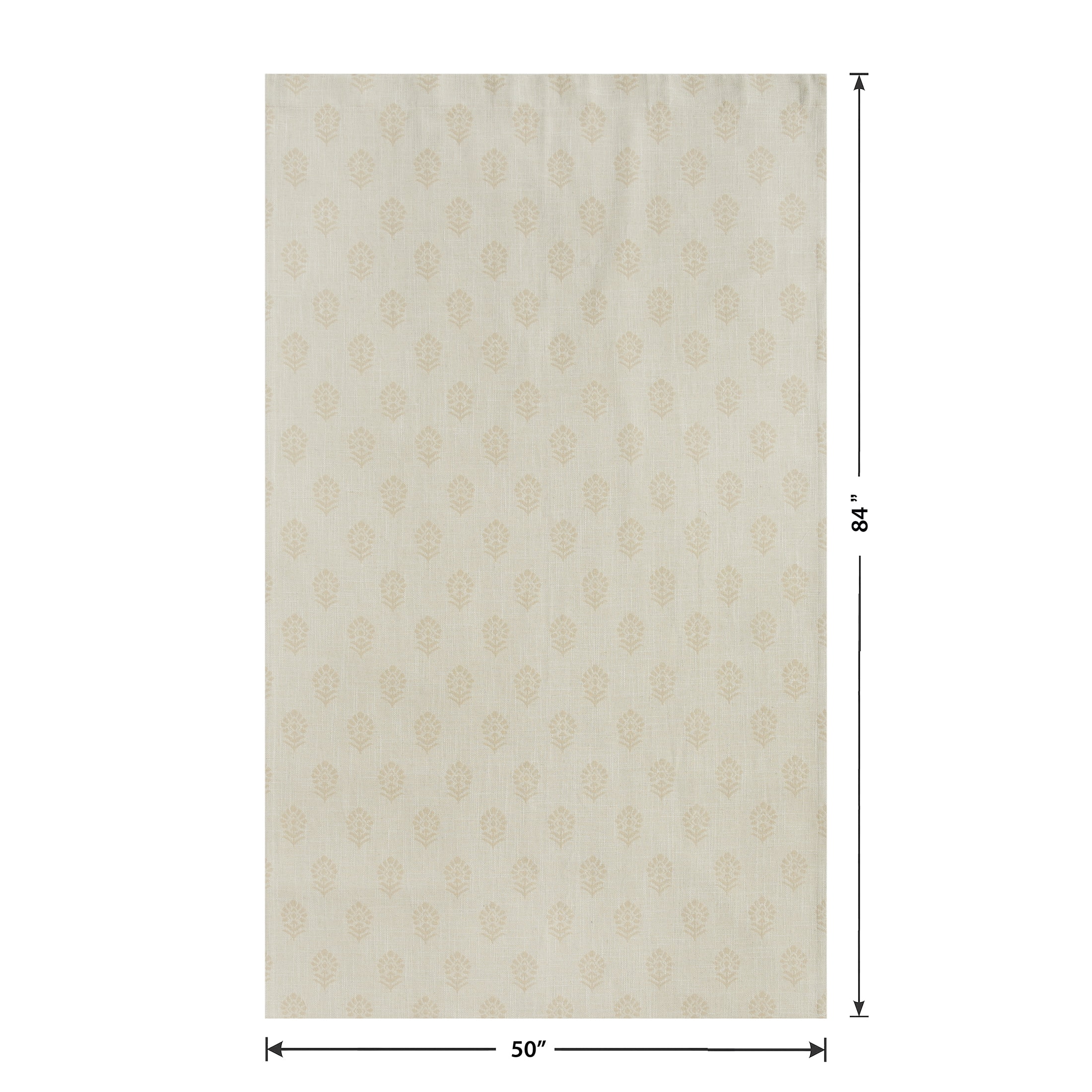 Better Homes & Gardens Floral Block Print Blackout Single Curtain Panel, Beige, 50"W x 84"L