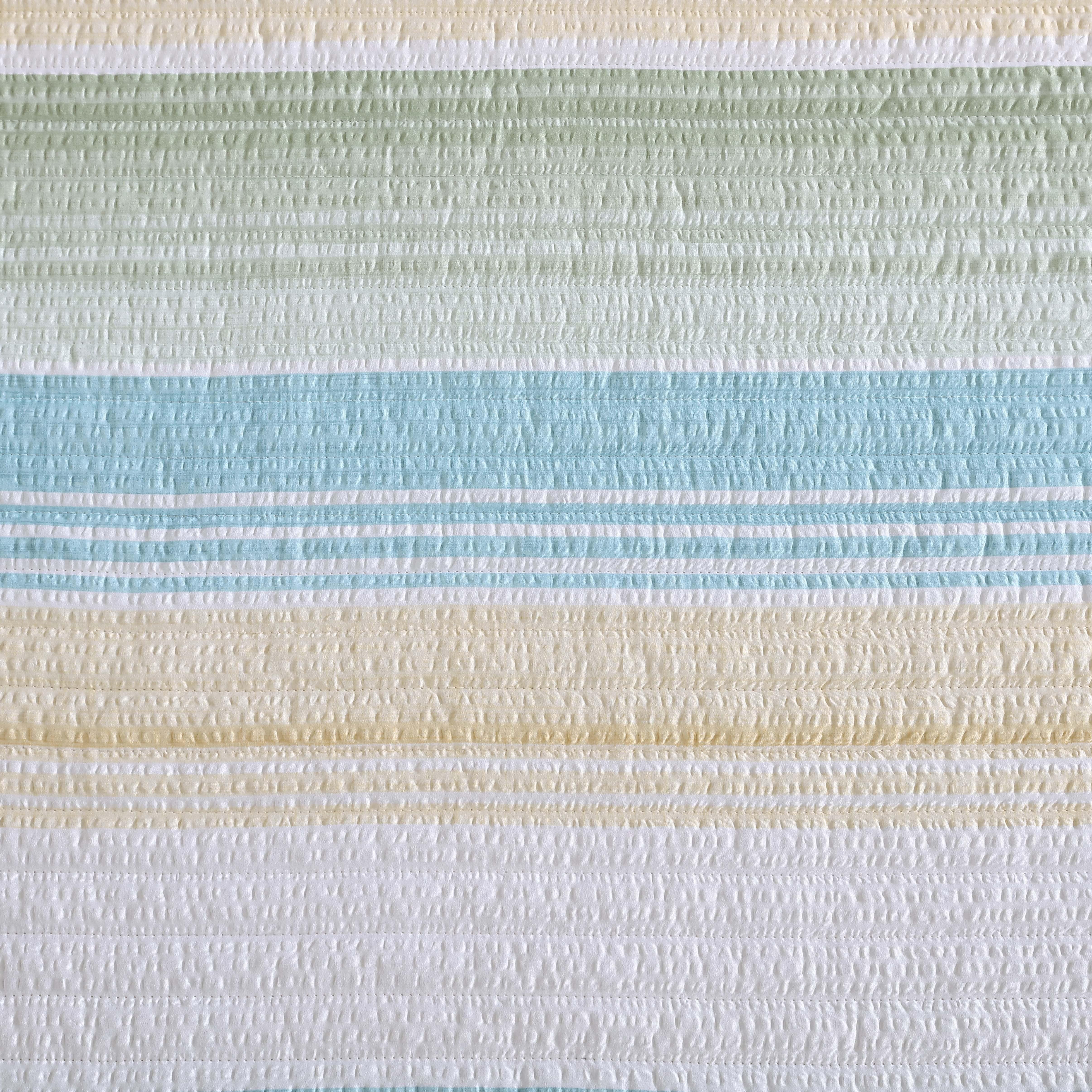 Beatrice Home Fashions, Coralinn Stripe 3PC Quilt Set, Full/Queen, Yellow/Sage