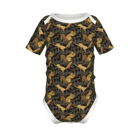 

Adobk Squirrel Gathering Nuts Print Baby Climbing Clothes Jumpsuit Rompers Classic Rompers Child Short sleeve Bodysuits-9M
