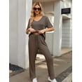 thumbnail image 6 of Ekouaer Lounge Sets for Women Ribbed Pajama Set Short Sleeve Top and Long Pants Set with Pockets Sleep Set, 6 of 7