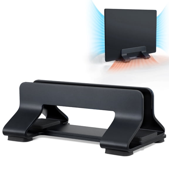 Vertical Laptop Stand Tool-Free Adjustable Aluminum Laptop Stand Holder Vertical Width From 0.35"-1.6" Support for All MacBook and Laptop Black 1 Slot