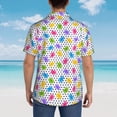 thumbnail image 4 of Balery Bear And Polka Dot Camisas hawaianas de manga corta para hombre, camisas playeras de corte holgado, camisas de vacaciones con botones,Medium, 4 of 7