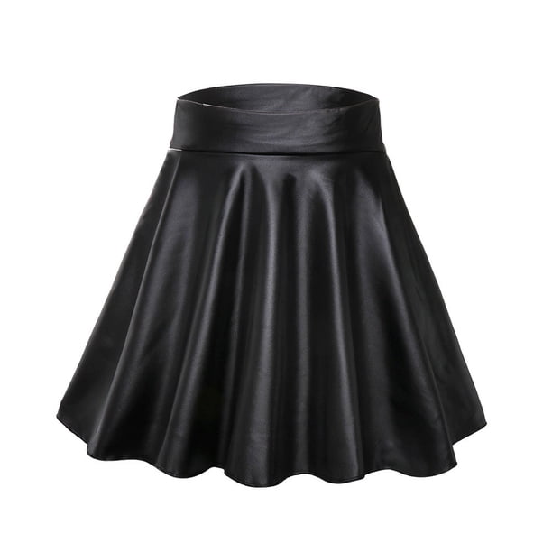 MIHAN mujeres niñas falda corta trabajo Mini faldas de cuero sintético elástico caliente moda Skater multiusos discoteca cintura alta/Multicolorpangjing