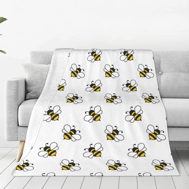 Fotbe Bee Manta de Franela Acolchonada con Estampado, Súper Suave y Esponjosa, Extra Grande para Sofá, Cama, Uso Todo el Año-50"x40"