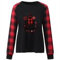 thumbnail image 4 of Merry Christmas Sweatshirt Womens Funny Xmas Elk Printed Plaid Raglan Long Sleeve Pullover Sweater Festivel Costume, 4 of 4