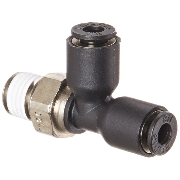 Legris 3103 53 08 Nylon & Nickel-Plated Brass Push-to-Connect Fitting, Run Tee, 1/8" Tube OD x 1/16" NPT Male