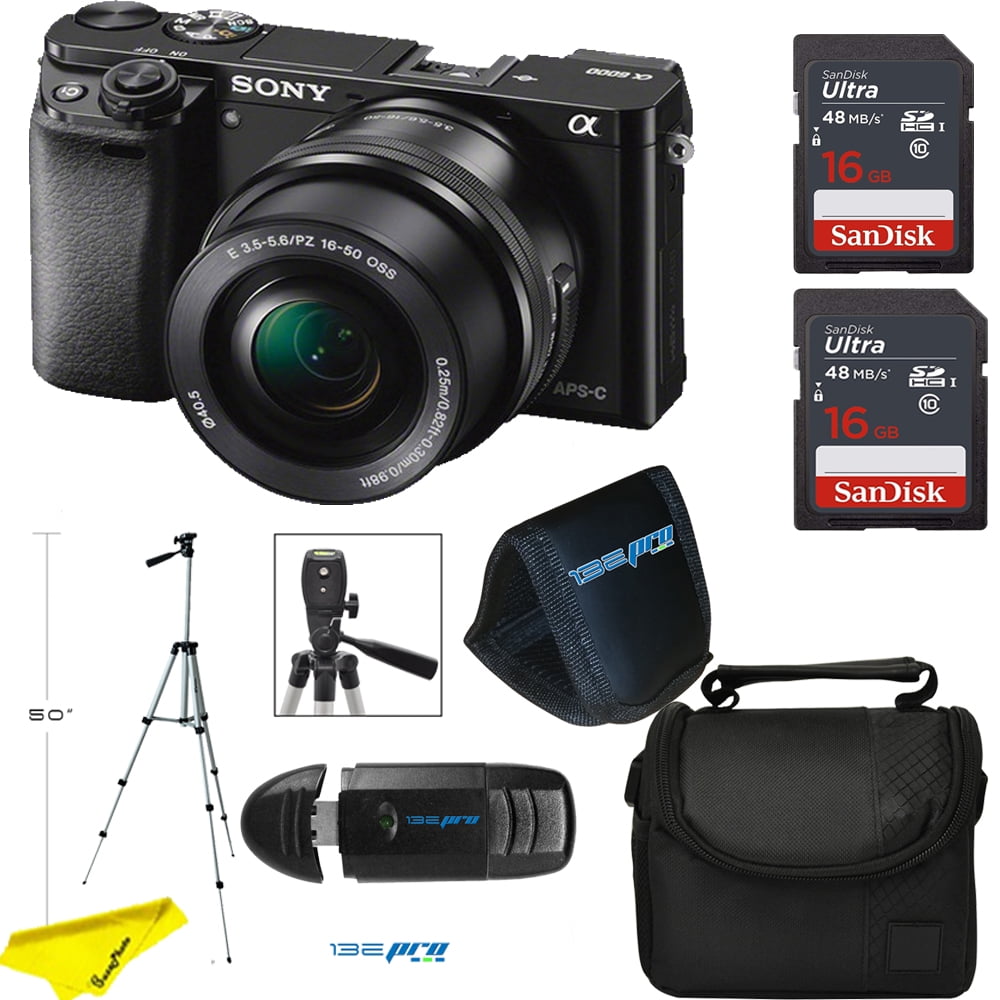 Sony Alpha a6000 Mirrorless Digital Camera SLR Camera(📷) with 3.0-Inch LCD + 16-50mm Lens (Black) +Buzz-Photo Essential Kit -