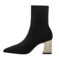 thumbnail image 5 of Oyedens Women's Dress Boots Black Suede Pointed Toe High Heels Ankle Booties for Women Autumn, 5 of 6
