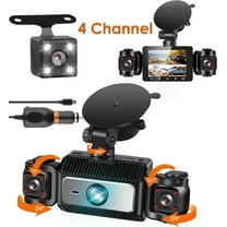 360° 4 Channel Dash Cam - G-Sensor Loop Recording, FHD 1080P Front Rear Inside, Night Vision 24H Parking Mode, 2.4inch IPS Car Traffic Recorder