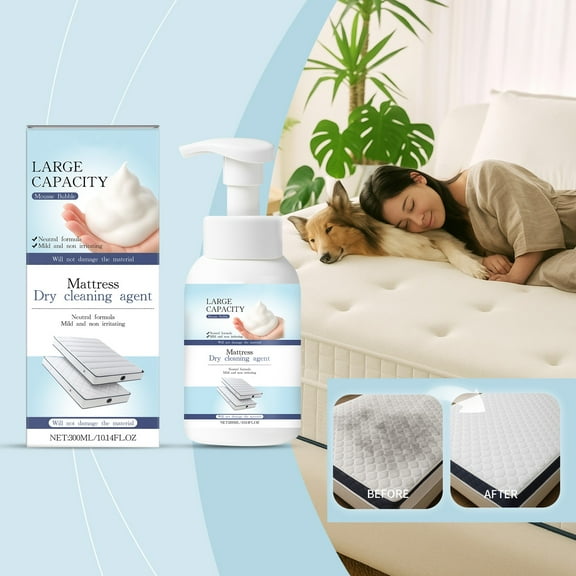 300ml Mattress Cleaner & Stain Remover Powerful for Yellow Stains,Urine & Sweat Fast-Acting on Old Stains Waterless Cleaning Safe for Fabrics & Hands Multi- Use