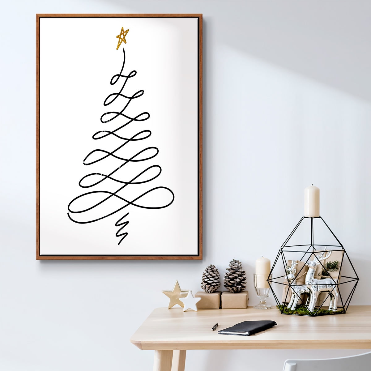 Christmas Tree III - Framed Gallery Wrapped Holiday Canvas - 25 x 37 - Rosewood Frame