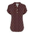 thumbnail image 4 of Summer Tops for Women 2025 Trendy Beach Vacation Clothes Ladies Plus Size Henley V Neck Shirts Polka Dot Short Sleeve Tunic Tees Loose Comfy Button Down Blouses Classy Basic Cotton Linen Outfits, 4 of 5