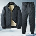 thumbnail image 2 of Men’s Two Piece Quilted Tracksuit Set with Full Zip Stand Collar Jacket and Elastic Waist Drawstring Pants for Winter, 2 of 5
