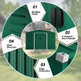 thumbnail image 3 of SUNCROWN Outdoor Garden Storage Shed 8X6 FT Yard Storage Tool with Sliding Door for Lawn Equipment Garden Backyard, Green, 3 of 7