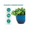 thumbnail image 4 of 15 Large Flower Pots Set Of 2 Plastic Planters For Outdoor Indoor Plants With 3D Textures Weather-Resistant For Porch Garden Patio Or Indoor Use Gradient Cobalt Blue, 4 of 9