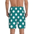 thumbnail image 4 of Lsque Teal And White Polka Dot Mens Sleep Pajama Shorts,Short Pajama Pants, Cotton Ultra-Soft Knit-4X-Large, 4 of 9