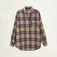 thumbnail image 3 of Plaid Shirts for Women, Yigetop Spring and Autumn Women's Checkered Shirt New Retro Style Loose Long Sleeved Shirt Coat Womens Plaid Shirts Purple L, 3 of 9
