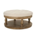 thumbnail image 2 of Noble House Levana Fabric and Wood Ottoman, Beige, Weathered, 2 of 8