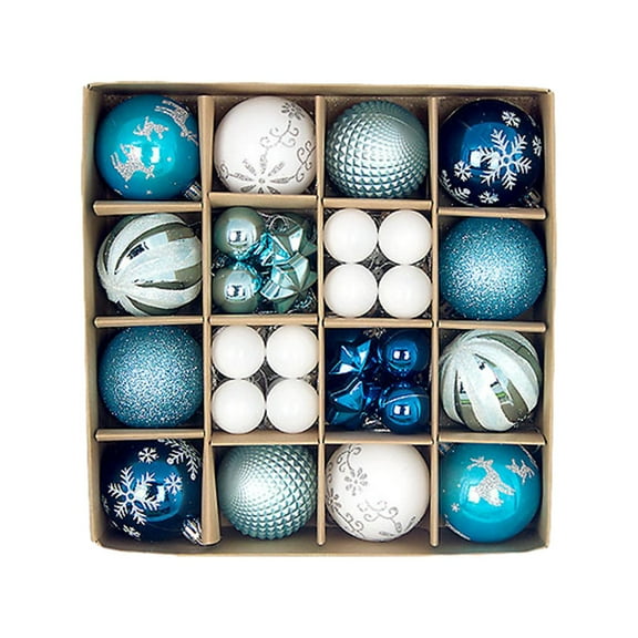 44 Pieces Christmas Balls Ornaments Christmas Tree Decoration Baubles Assortment Blue White