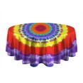 thumbnail image 5 of Rainbow Tie Dye Mandala Pattern Round Tablecloth 60"x60",Wrinkle Wipeable Table Cloth for Kitchen Dining Room Picnic Patio Party, 5 of 6